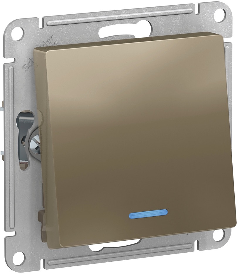 Выключатель встраиваемый одноклавишный с подсветкой (шампань) Systeme Electric ATN000563
