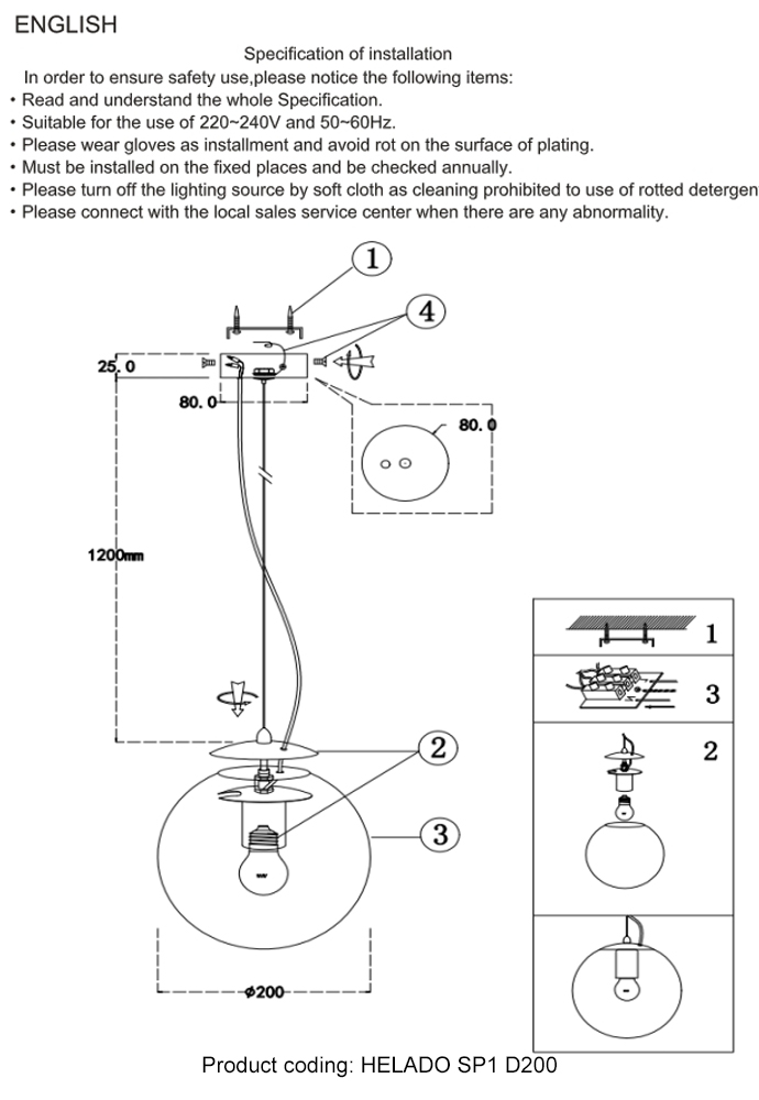 Подвесной светильник Crystallux HELADO HELADO SP1 D200 GOLD_CR