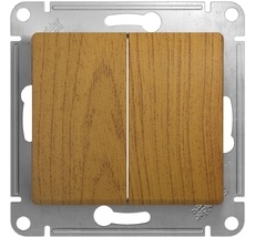 Выключатель встраиваемый двухклавишный (дуб) Systeme Electric GSL000565