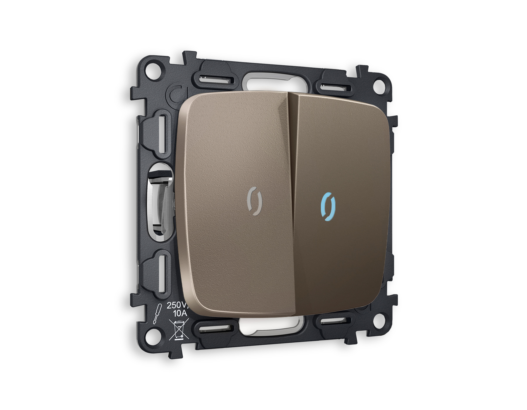 Выключатель двузхлавишный с подсветкой Ambrella Volt OMEGA QUANT MO634020_AMB