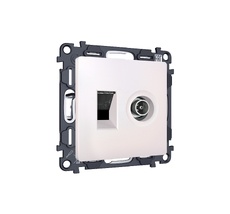 Комплект механизма розетки компьютерной + TV оконечной RJ-45 с автоматической защитной шторкой ALFA Жемчуг QUANT (AP2125, VM195) Ambrella Volt MA212510_AMB