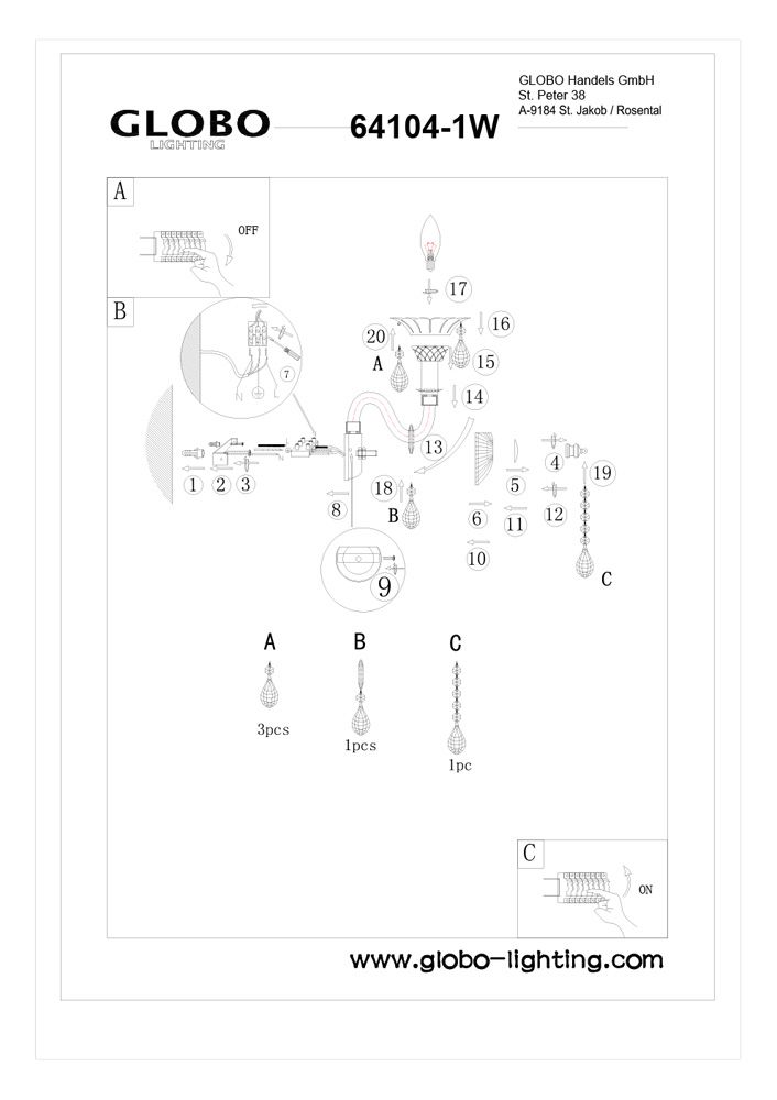 Бра Globo Dunja 64104-1W_GL