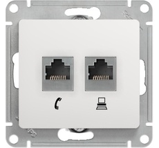 Розетка встраиваемая телефонная RJ-11 + Ethernet RJ-45 (белый) Systeme Electric GSL000185