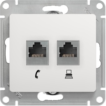 Розетка встраиваемая телефонная RJ-11 + Ethernet RJ-45 (белый) Systeme Electric GSL000185
