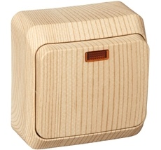 Выключатель накладной одноклавишный с подсветкой (сосна) Systeme Electric BA10-005D