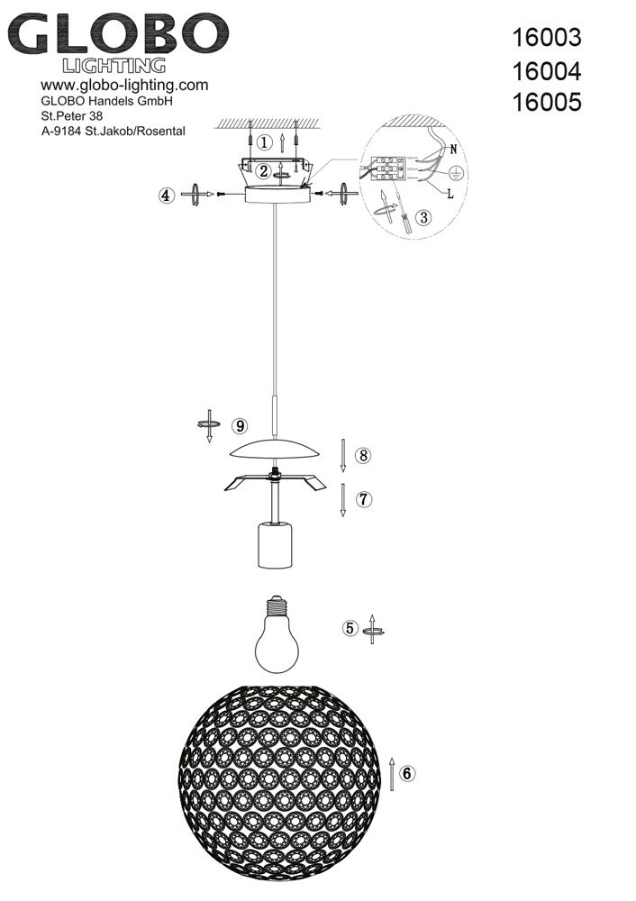 Подвесной светильник Globo Konda 16005_GL