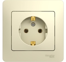 Розетка встраиваемая с заземлением (бежевый) Systeme Electric GSL000242
