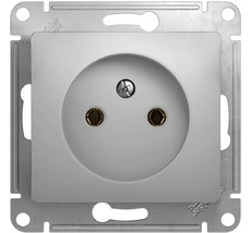 Розетка встраиваемая без заземления (алюминий) Systeme Electric GSL000341