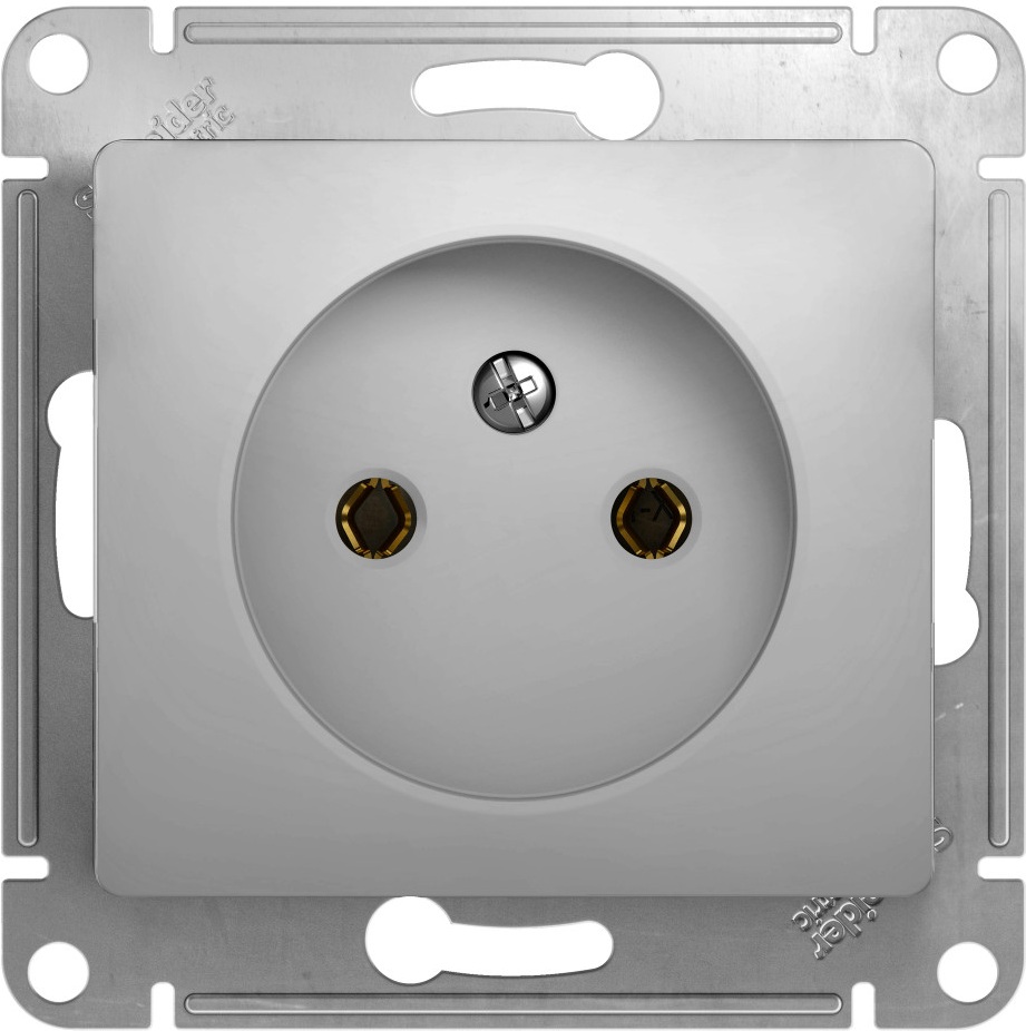 Розетка встраиваемая без заземления (алюминий) Systeme Electric GSL000341