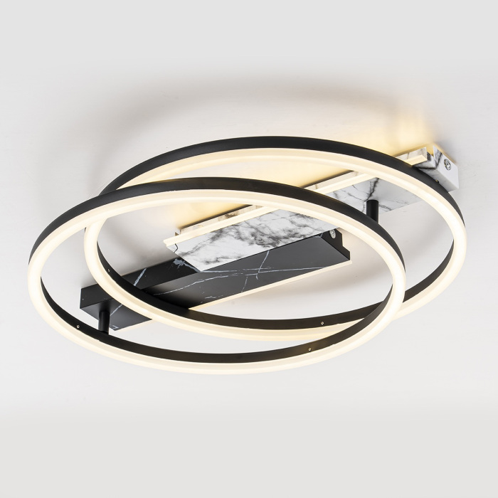 Потолочная люстра (+ночной режим) светодиодная 90Вт, с ПДУ, металл/акрил, черный/белый мрамор Escada 10252/2LED_ESC