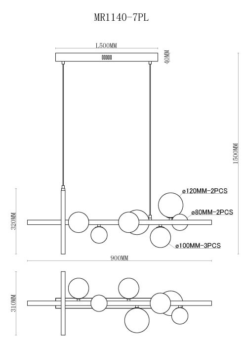 Подвесная люстра MyFar George MR1140-7PL