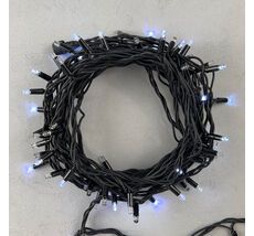 Гирлянда Нить 10м Белая с Мерцанием Каждого Диода 220В, 100 LED, Провод Черный Каучук, IP65 LL100ABL-1-2W