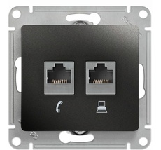 Розетка встраиваемая телефонная RJ-11 + Ethernet RJ-45 (антрацит) Systeme Electric GSL000785
