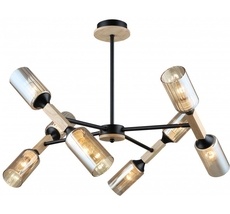 Потолочная люстра на штанге Imex MD.5495-8-S-BK+WOOD_IM