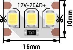 Лента светодиодная стандарт 2835, 204 LED/м, 22 Вт/м, 12В , IP20, Цвет: Холодный белый 00-00009457_SW