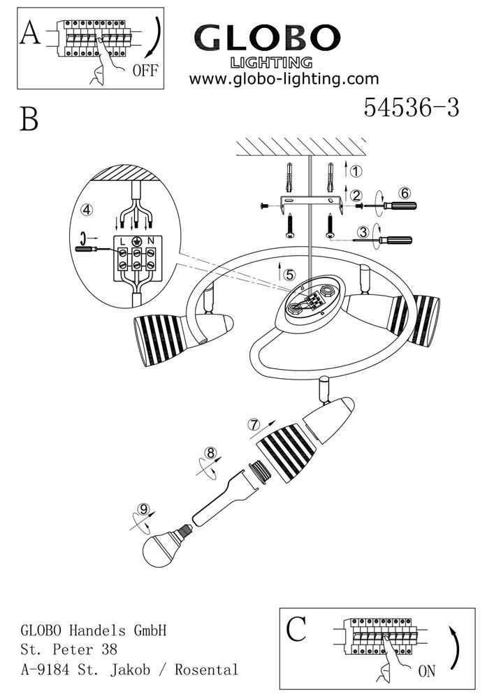 Спот Globo Caleb 54536-3_GL