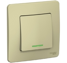 Выключатель встраиваемый одноклавишный с подсветкой (бежевый) Systeme Electric BLNVS010117