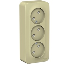 Розетка накладная тройная без заземления со шторками (бежевый) Systeme Electric BLNRA001317