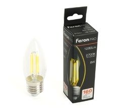 Лампа светодиодная филамент C35 свеча 8W 175-265V E27 2700К Feron 51241_FR