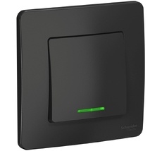 Выключатель встраиваемый одноклавишный с подсветкой (антрацит) Systeme Electric BLNVS010616