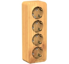 Розетка накладная четверная с заземлением и шторками (ясень) Systeme Electric BLNRA011415