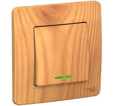 Выключатель встраиваемый одноклавишный с подсветкой (ясень) Systeme Electric BLNVS010115
