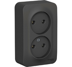 Розетка накладная двойная без заземления (антрацит) Systeme Electric BLNRA000206