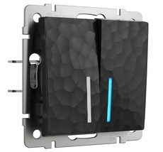 Выключатель двухклавишный проходной с подсветкой (черный) Hummer a052061_WR