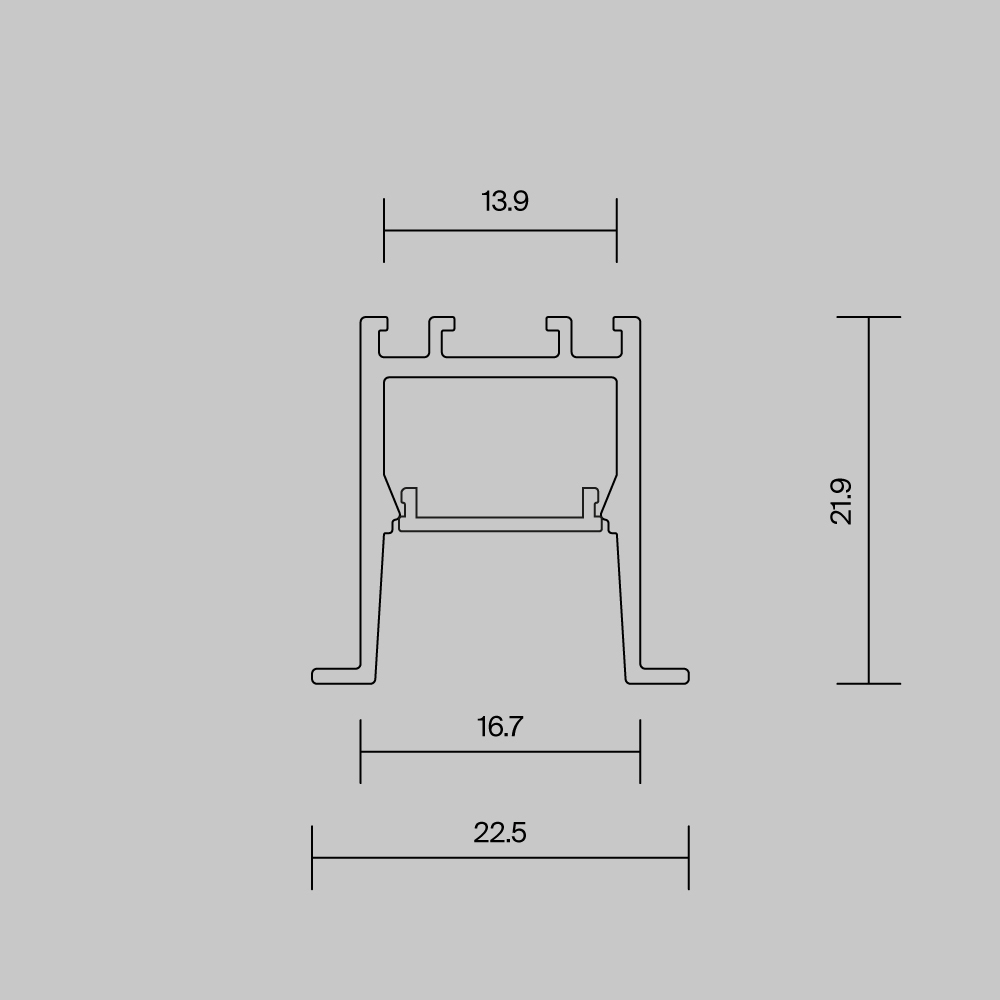 Алюминиевый профиль встраиваемый скрытого монтажа 22x22 (Черный, 2 м), ALM-2222-B-2M Maytoni 632013_MY