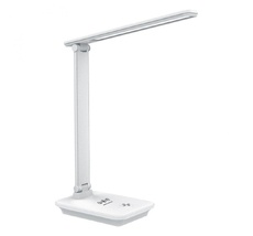 Офисная настольная лампа светодиодная диммируемая с выключателем и регулировкой цветовой температуры беспроводным ЗУ USB-портом Feron 41452_FR