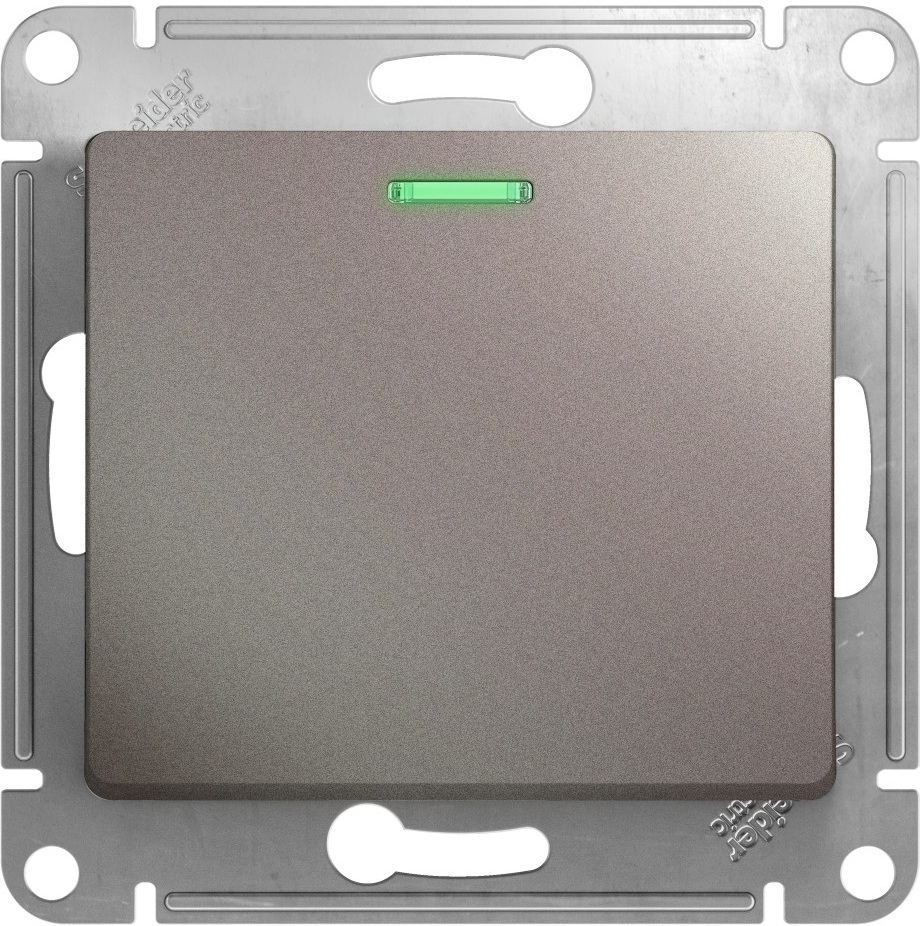 Выключатель встраиваемый одноклавишный с подсветкой (платина) Systeme Electric GSL001263