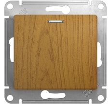 Выключатель встраиваемый одноклавишный с подсветкой (дуб) Systeme Electric GSL000513
