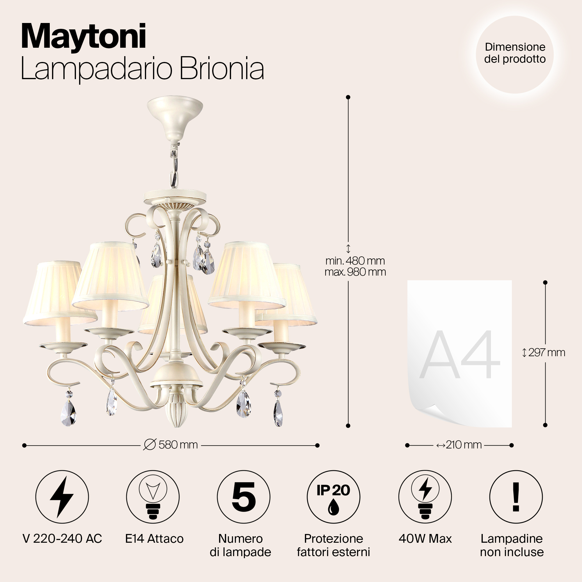 Подвесная люстра Maytoni ARM172-05-G_MY