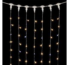 Гирлянда Занавес 2 x 2 м Тепло-Белый с Мерцанием Белого Диода 220В, 400 LED, Провод Прозрачный ПВХ, IP54 PCL402BLW-10-2WW