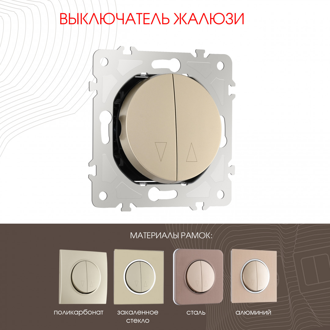 Выключатель жалюзи 10A 250V Arte Milano 202.38-2.shampan