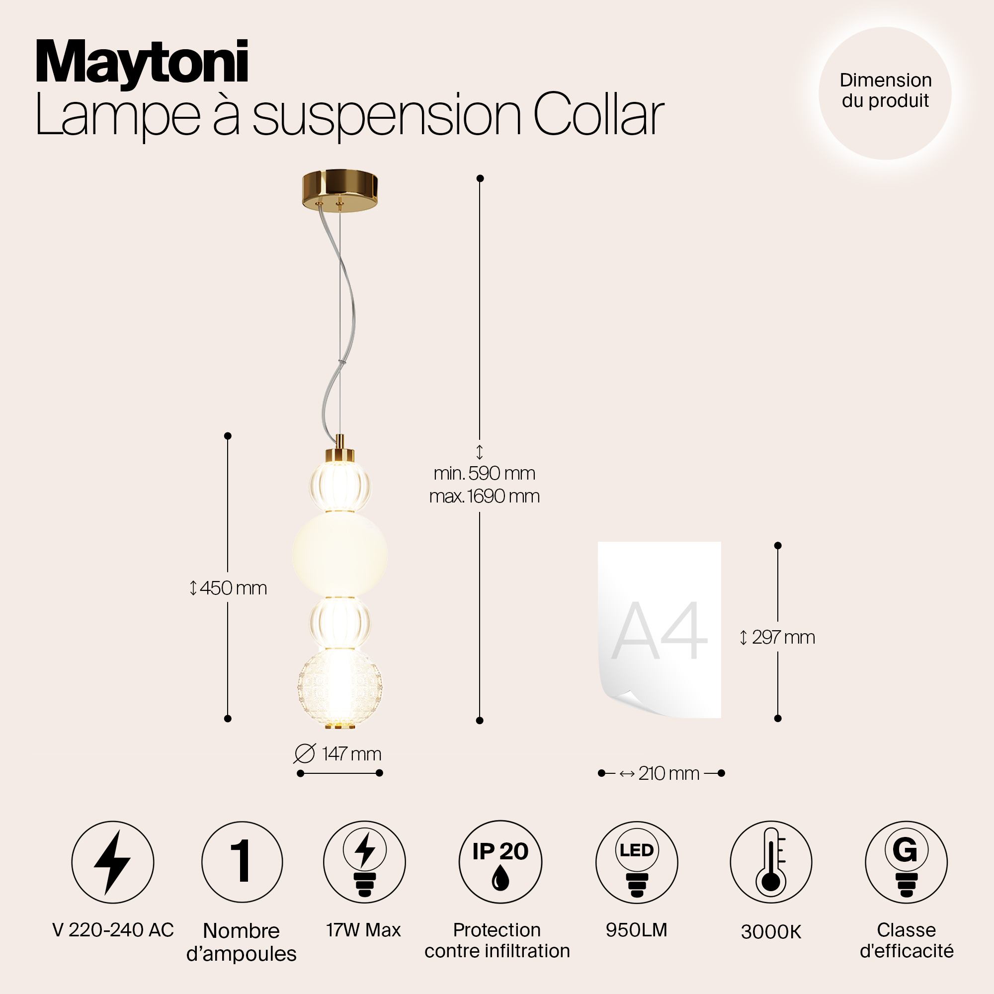 Подвесной светильник Maytoni Collar P069PL-L17G3K_MY