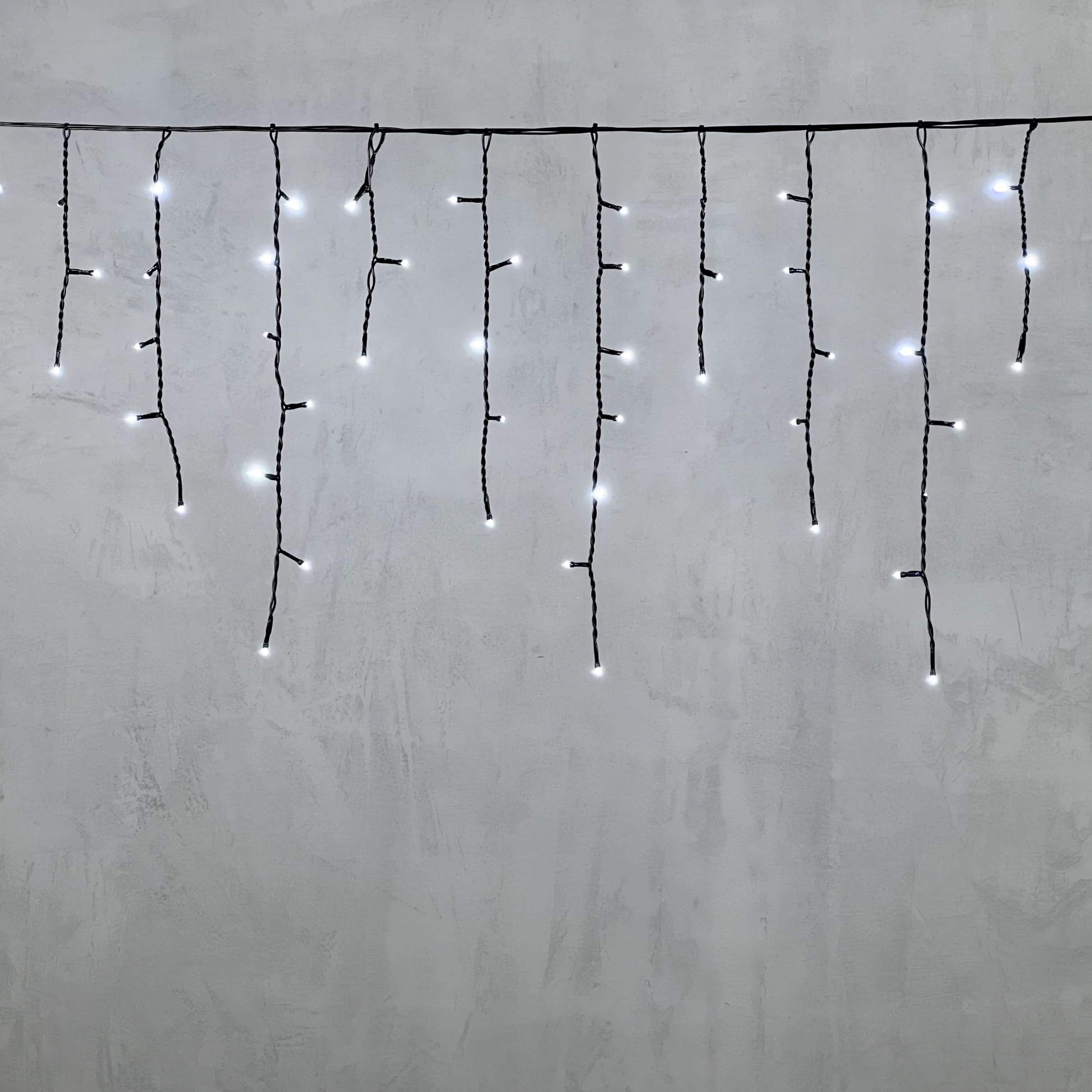 Гирлянда Бахрома 3,1 x 0,5 м Белая 220В, 150 LED, Провод Черный ПВХ, IP54 PIL150-11-2W