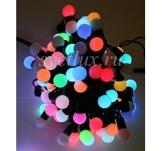 Гирлянда Шарики 10м Разноцветная с Мерцанием 8В, Диаметр Шарика 18мм, 100 LED, Провод Черный Каучук, IP65 MB100-1-2RGB