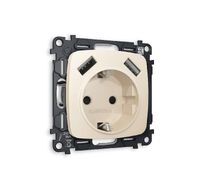 Розетка Ambrella Volt OMEGA 2USB A+A 18W быстрая зарядка с заземлением со шторками 2P+E 16A-250V QUANT MO329010_AMB