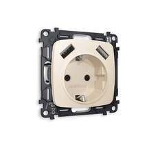 Розетка Ambrella Volt OMEGA 2USB A+A 18W быстрая зарядка с заземлением со шторками 2P+E 16A-250V QUANT MO329010_AMB