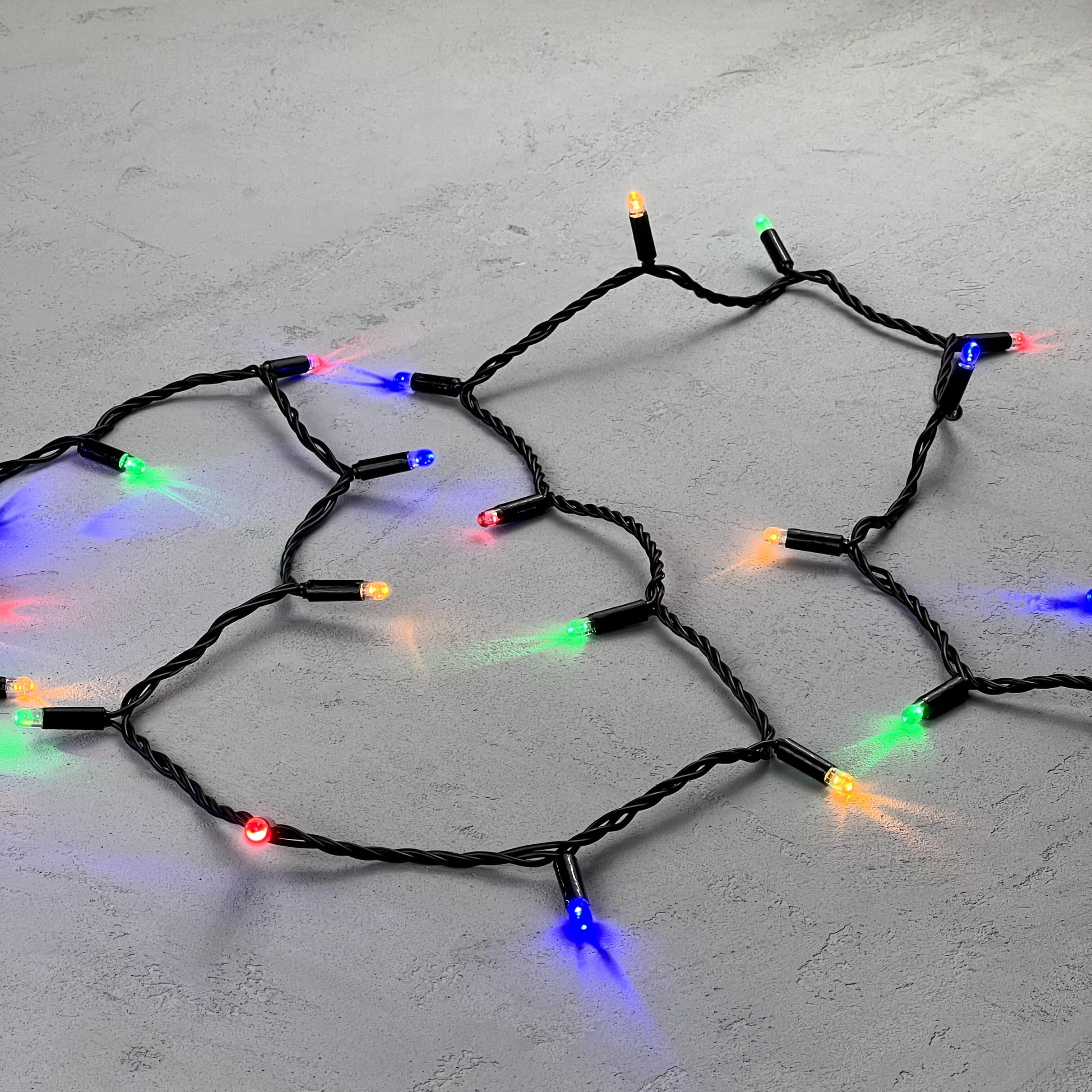 Гирлянда Нить с Колпачком 10м Разноцветная 24В, 100 LED, Провод Черный ПВХ, IP65 PST100CAP-11-1M