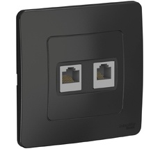 Розетка встраиваемая телефонная RJ-11 + Ethernet RJ-45 (антрацит) Systeme Electric BLNIS045116