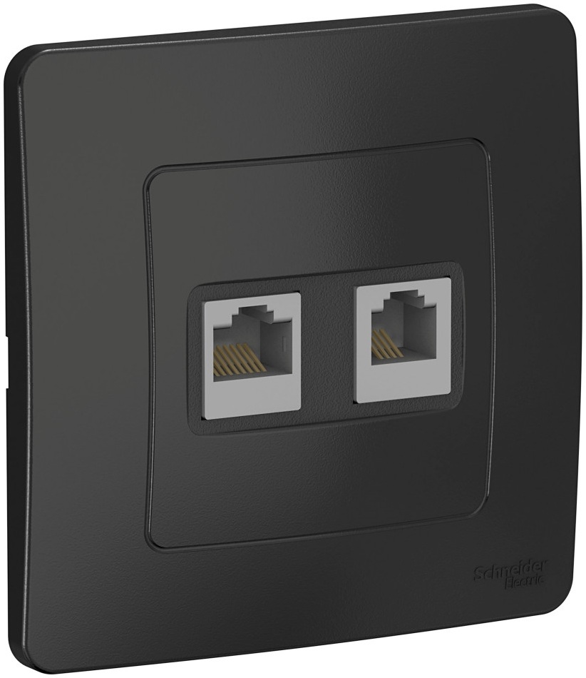 Розетка встраиваемая телефонная RJ-11 + Ethernet RJ-45 (антрацит) Systeme Electric BLNIS045116