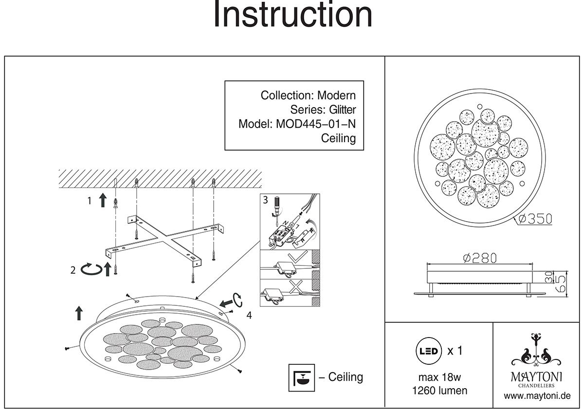 Потолочный светильник Glitter C445-CL-01R-18W-N_MY