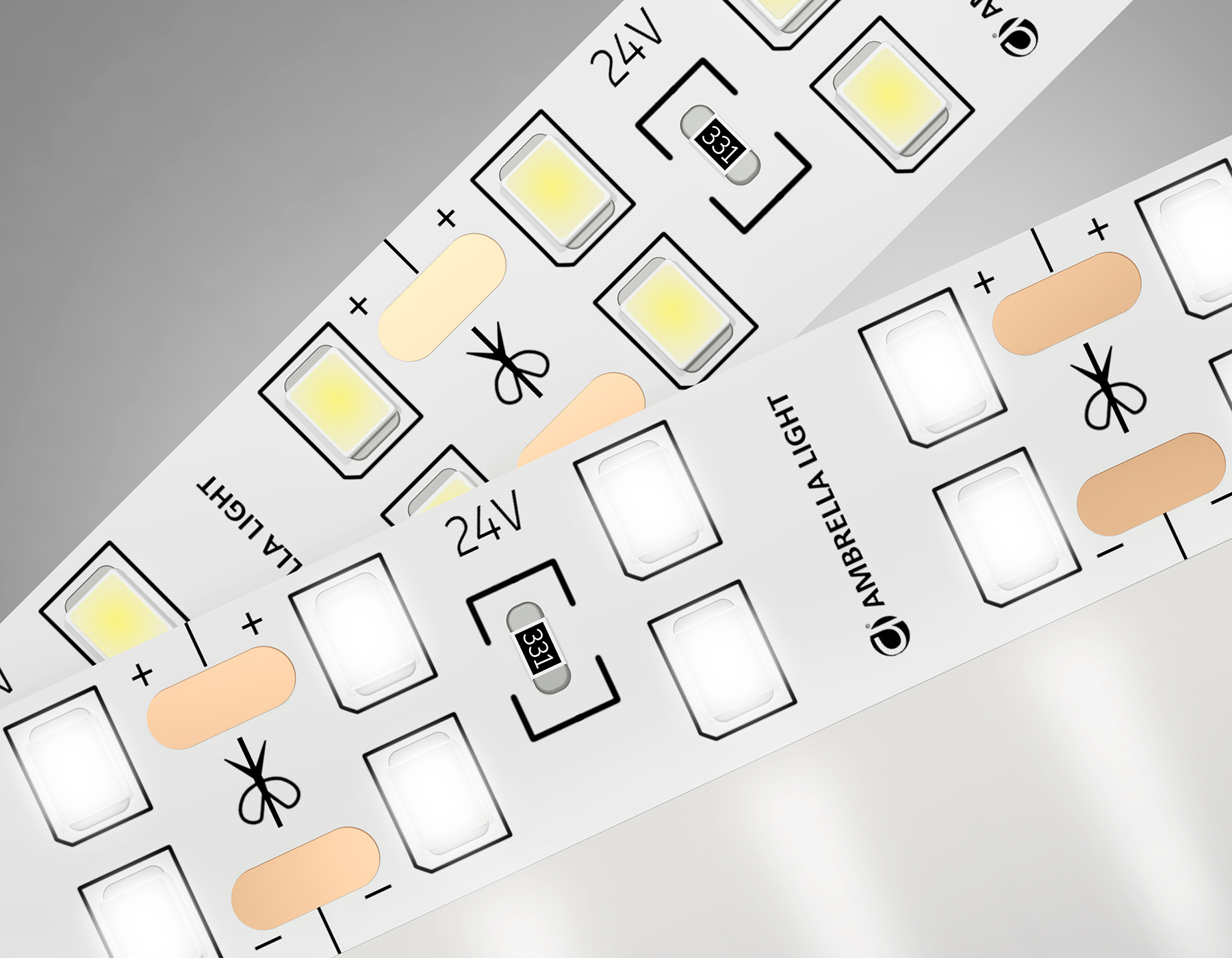Светодиодная лента двухрядная 2835 204Led, 20W m, 24V IP20 4500K 5m Ambrella Light GS GS3602_AMB