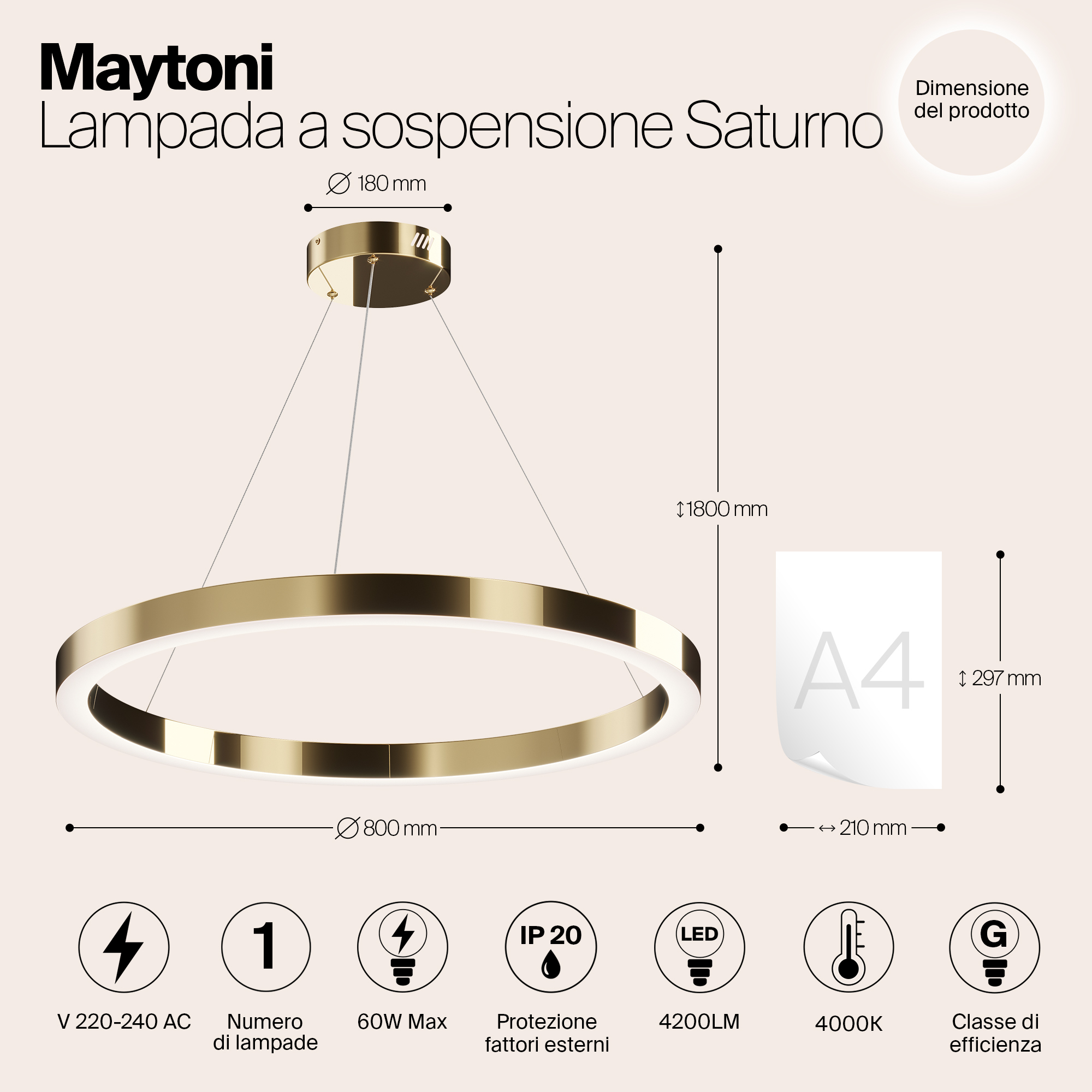 Подвесной светильник Maytoni Saturno MOD415PL-L60BS4K_MY