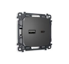 Розетка Ambrella Volt OMEGA 2USB A+C 20W быстрая зарядка QUANT MO661010_AMB