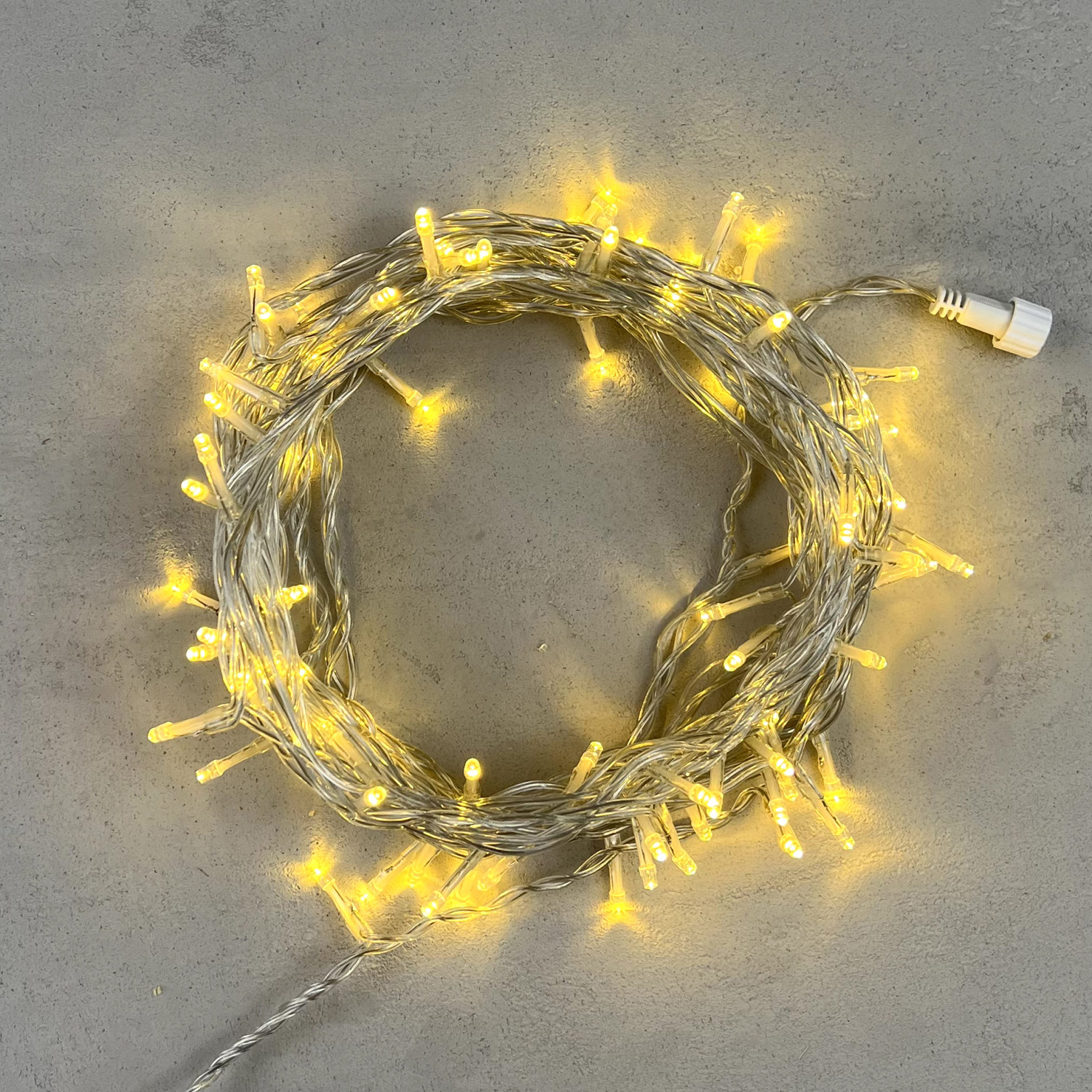 Гирлянда Нить 10м Золотой 24В, 100 LED, Провод Прозрачный ПВХ, IP54 LTC PST100-10-1GL