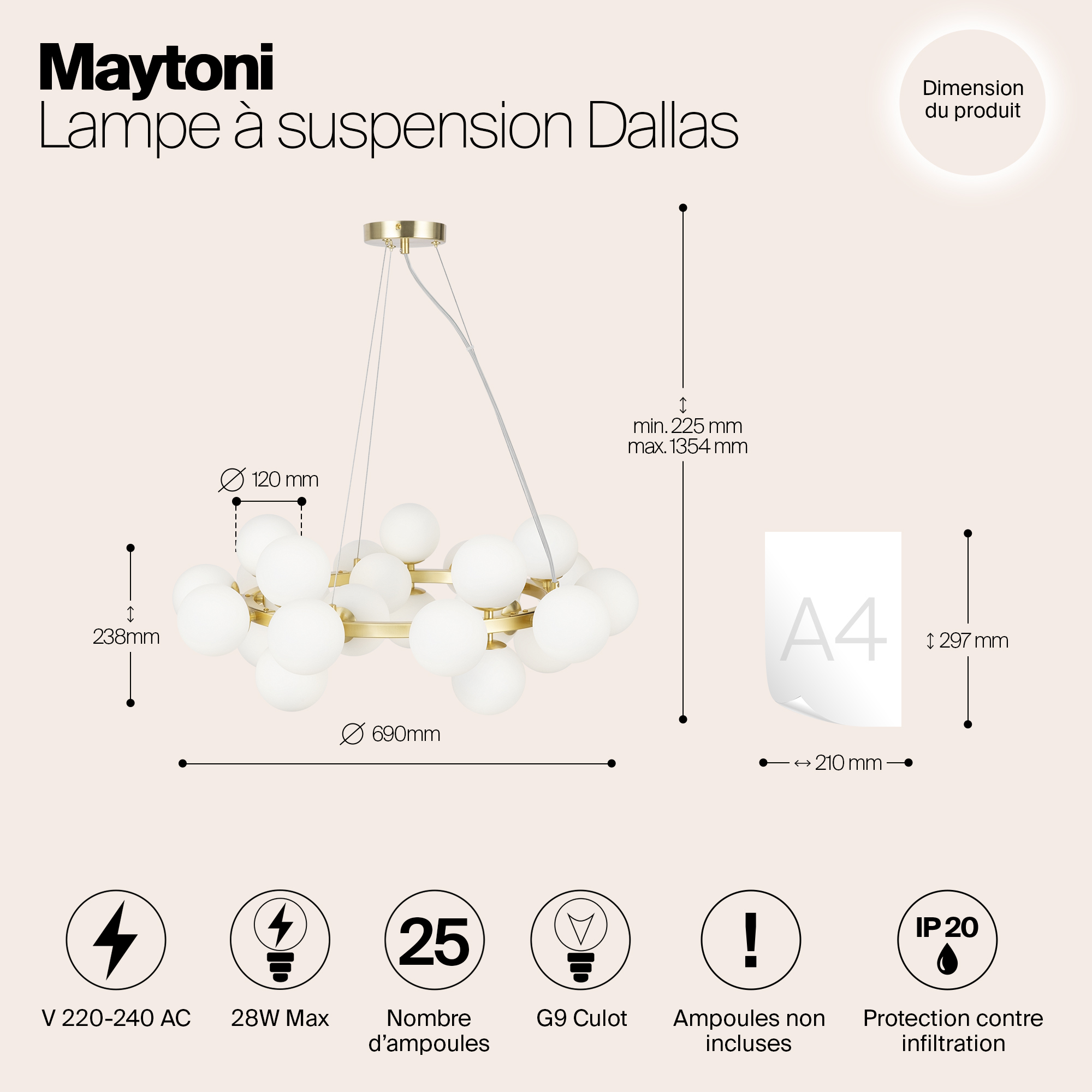 Подвесная люстра Maytoni Dallas MOD545PL-25BS_MY