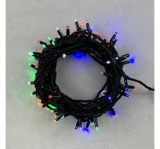 Гирлянда Нить 10м Разноцветная с Мерцанием Белого Диода 220В, 75 LED, Провод Черный Каучук, IP65 LL75BLW-1-2M